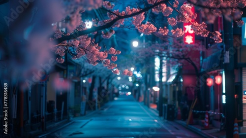 street scenery during the Japanese cherry blossom season