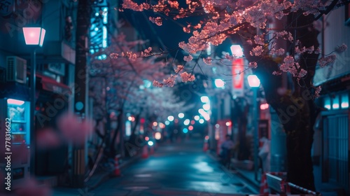 street scenery during the Japanese cherry blossom season
