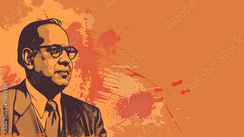 Dr Babasaheb Saheb Ambedkar Jayanti a drawing of a man with glasses and a tie photo