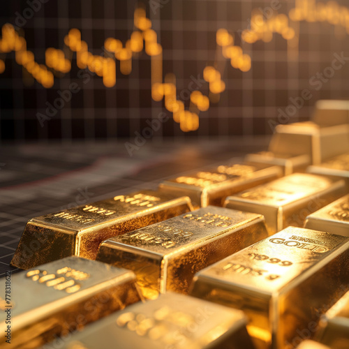 Obraz na płótnie gold bar technical analysis, graph of stock market investment trading and financial growth chart background w salonie