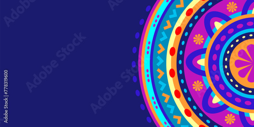 Hispanic heritage month background. Vector web banner, poster, card for social media, networks. Greeting national Hispanic heritage month, pattern on blue background.