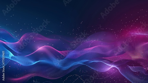 A serene composition of pink and blue digital waves  symbolizing tranquility  motion  and the digital realm