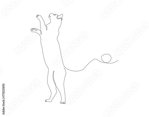 Continuous line drawing of cat. One line of cute cat. Cute pet concept continuous line art. Editable outline.