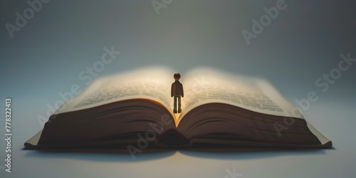 A book character opening to a blank page symbolizing the story of self authorship and the potential for growth discovery and transformation