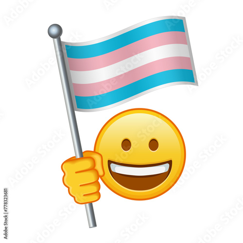 Emoji with Transgender pride flag Large size of yellow emoji smile