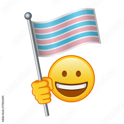 Emoji with Transsexual pride flag Large size of yellow emoji smile