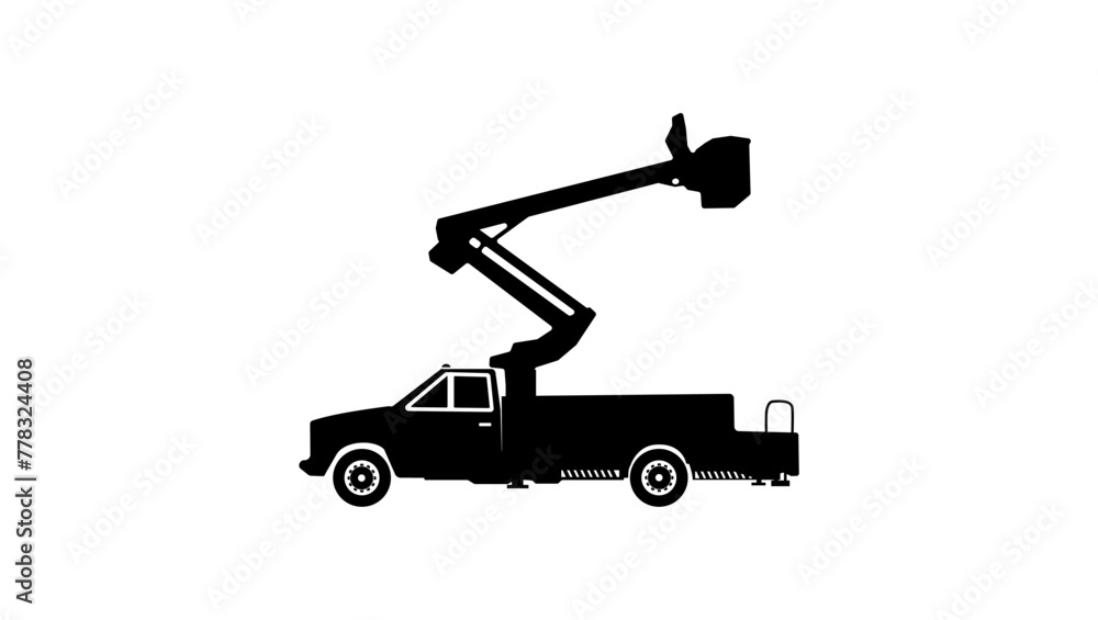 bucket truck, black isolated silhouette bucket truck, black isolated silhouette