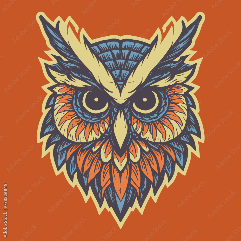 classical owl head vector art design classical owl head vector art design