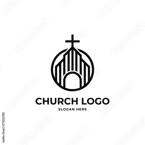 church logo design concept idea with circle