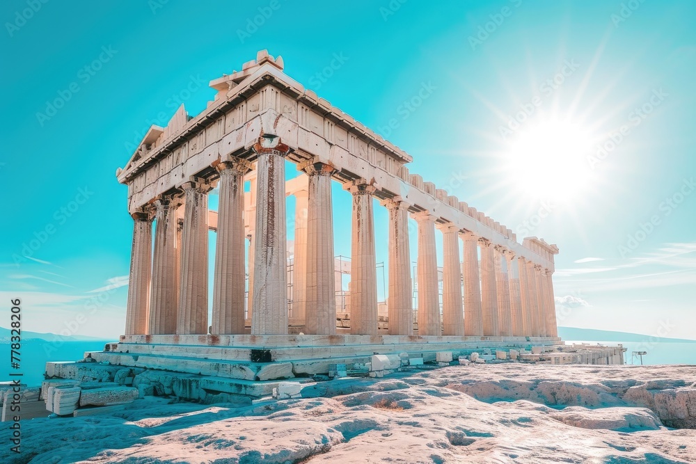 Obraz premium Greek Roots, American Spirit: Festive Background