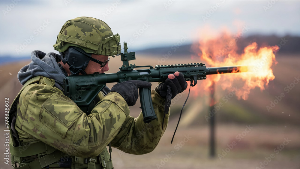 tactical shooting, military training with AK 74, fire and explosions tactical shooting, military training with AK 74, fire and explosions