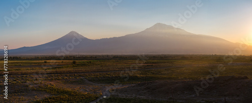 View of Mount Ararat on sunset
