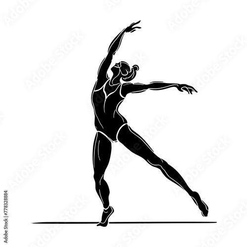 One single line drawing of young beauty gymnast girl exercise floor rhythmic gymnastic at gym vector illustration. Healthy athlete teen lifestyle and sport concept. Modern continuous line draw design
