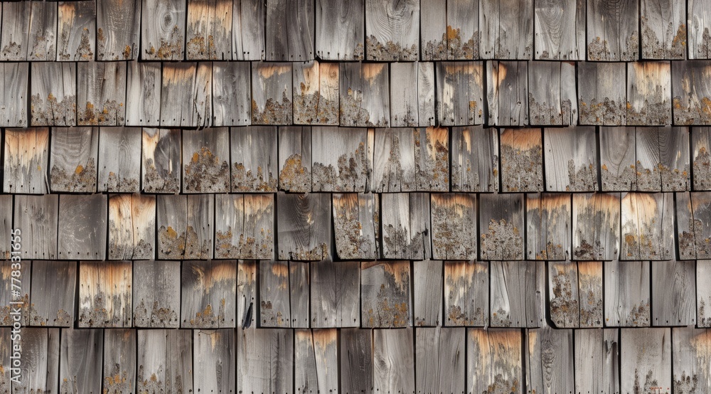 Old wooden shingle roof texture background, seamless pattern Old wooden shingle roof texture background, seamless pattern