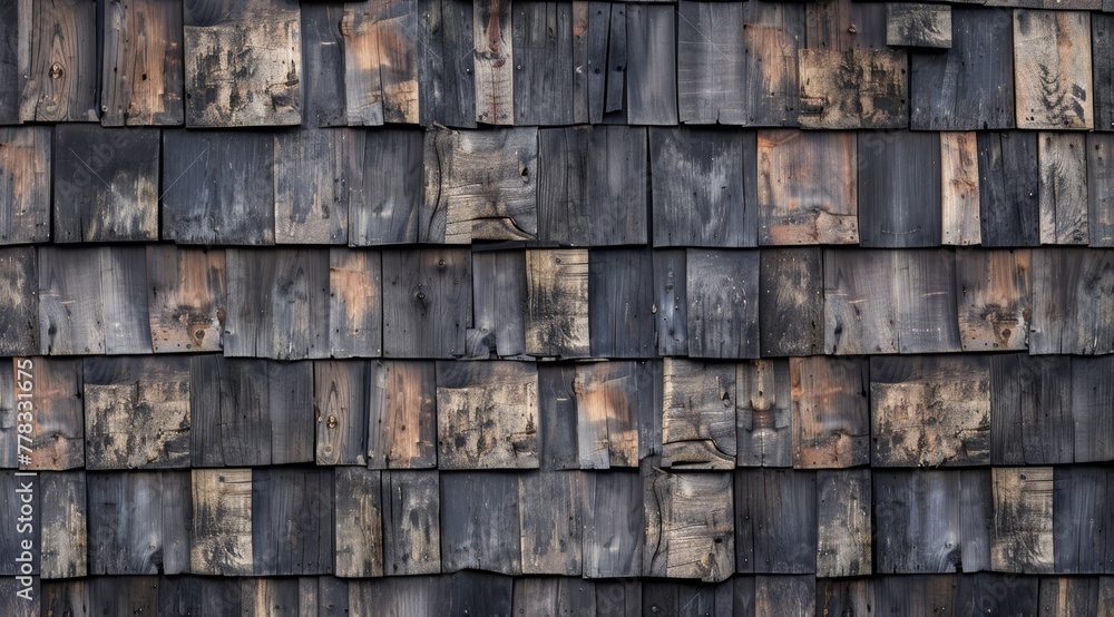Old wooden shingle roof texture background, seamless pattern Old wooden shingle roof texture background, seamless pattern