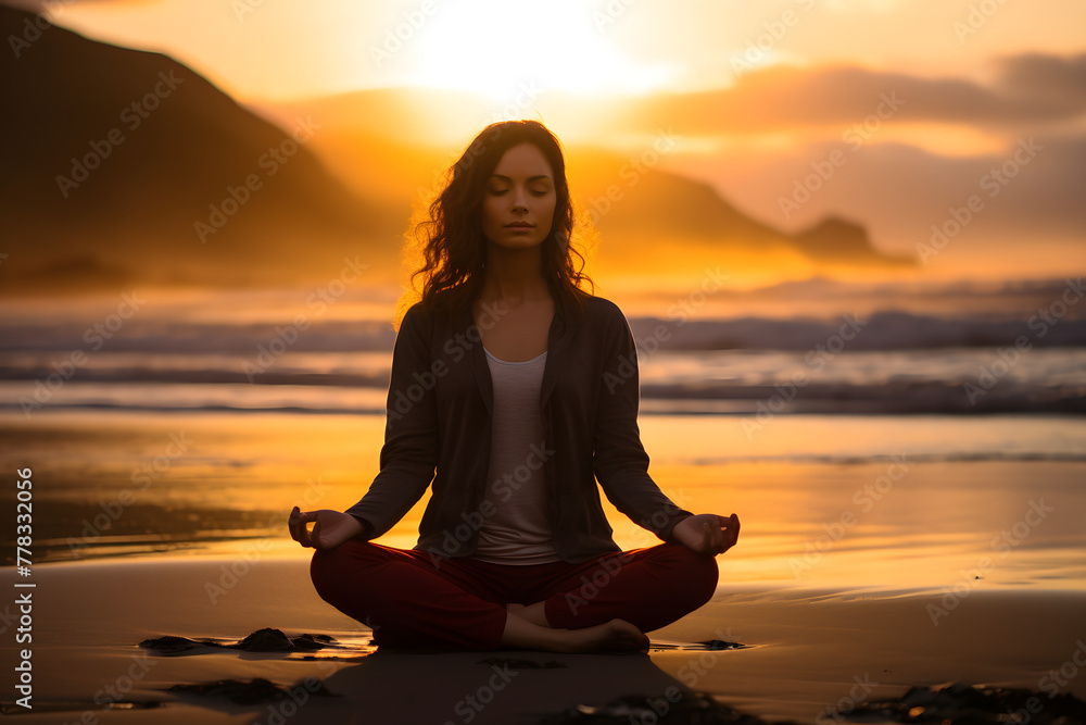 Meditation in nature, meditating in nature next to the ocean