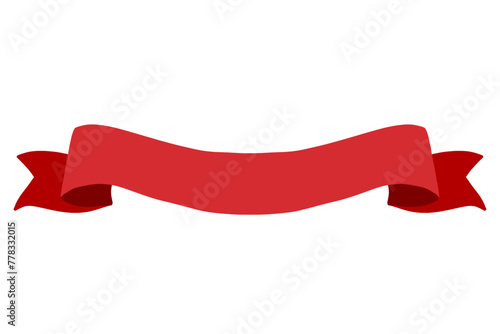red ribbon banner illustration isolated on white and transparent background. minimalism flat style vector blank for text. flowy wavy