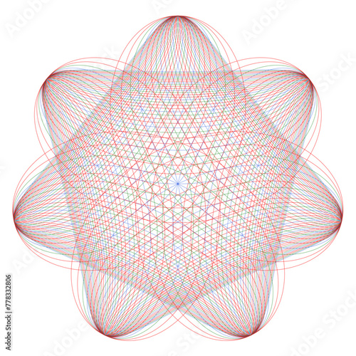 カラフルな線の立体的な七枚の花弁
