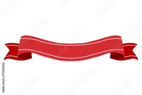 red ribbon banner illustration isolated on white and transparent background. minimalism flat style vector blank for text. flowy wavy banner with line