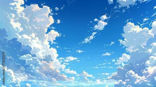 Wallpaper Mural The anime background is a scene of white clouds in a sea of blue sky during the day. Torontodigital.ca