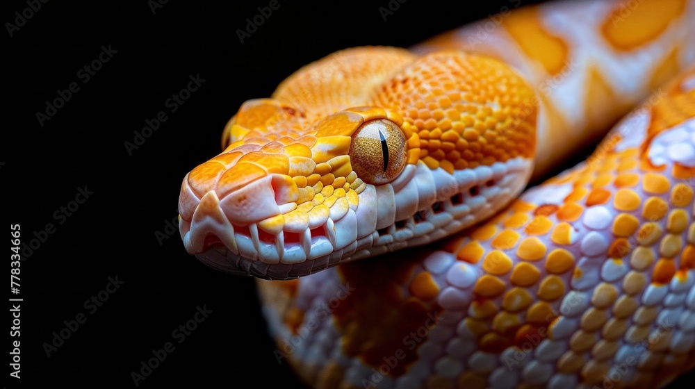 Close up view of a dangerous yellow snake