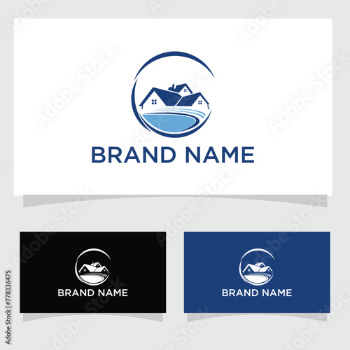 Real estate Swimming pool logo in vector