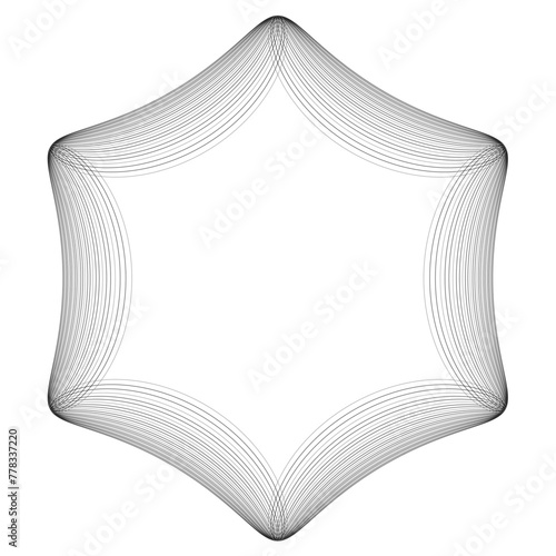 モノクロの線のやわらかい六角形