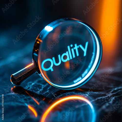 magnifying glass with quality displayed