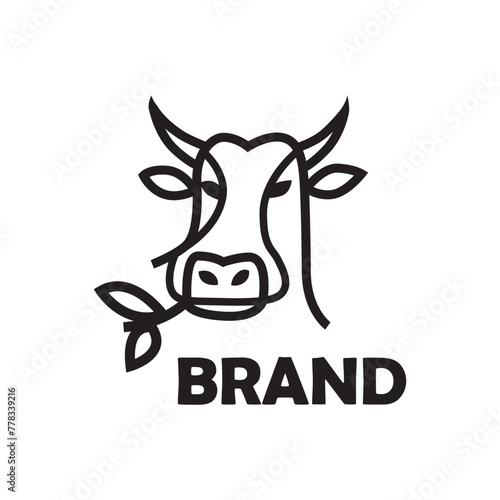 Head cow outline for cow product logo design icon template