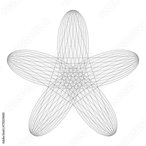 モノクロの線で作る立体的な５つの花びら