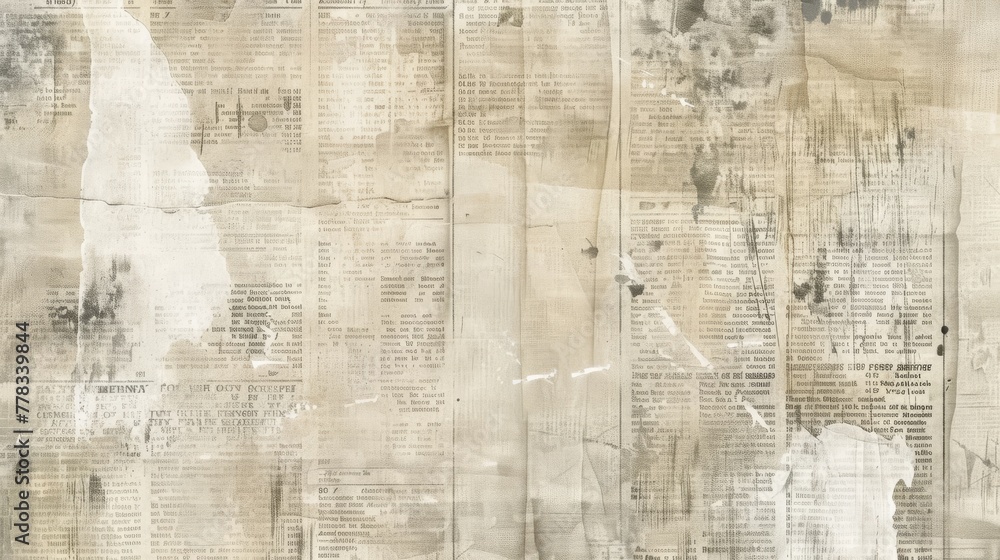 Newspaper pattern with old unreadable text and images. Vintage blurred paper news texture background. Textured page. Sepia beige collage. Print for wallpaper, wrapping paper. High quality photo Newspaper pattern with old unreadable text and images. Vintage blurred paper news texture background. Textured page. Sepia beige collage. Print for wallpaper, wrapping paper. High quality photo