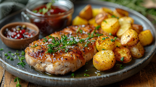 German Schnitzel on Decorated Table for HD Wallpaper with Cinematic Effect