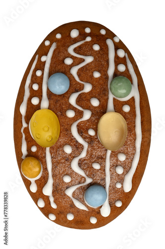 Easter gingerbread cookie with icing in the form of  egg