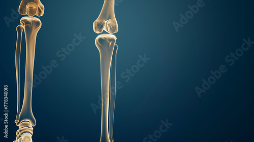 Human Tibia and Fibula Bone Anatomy with space for text background. generative ai
