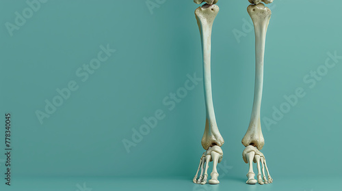 Human Tibia and Fibula Bone Anatomy with space for text background. generative ai