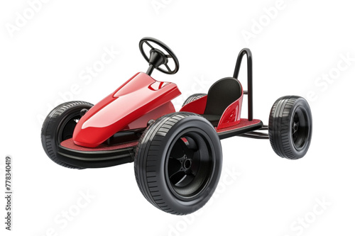 A child's go-cart isolated on a transparent background, representing joy, speed, and driving