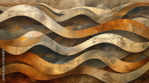 Modern abstract background imitating waves in brown shades. Old grunge texture in beautiful yellow brown tones