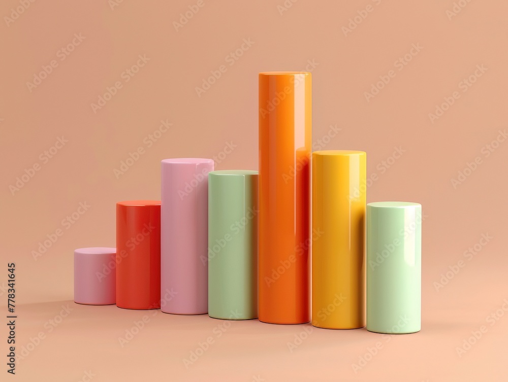 3D render clay style of A Chart graph, isolated on pure solid background 3D render clay style of A Chart graph, isolated on pure solid background