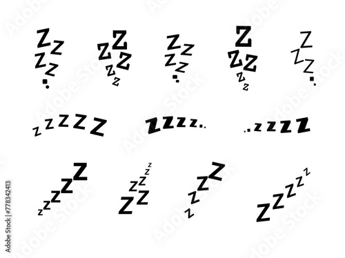 Zzz bed sleep snore icons snooze nap Z sound . Sleepy yawn or insomnia sleeper alarm clock Zzz line icons of goodnight deep sleep, bored or tired