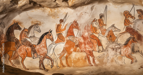 Depictions of ancient horses in prehistoric cave paintings.