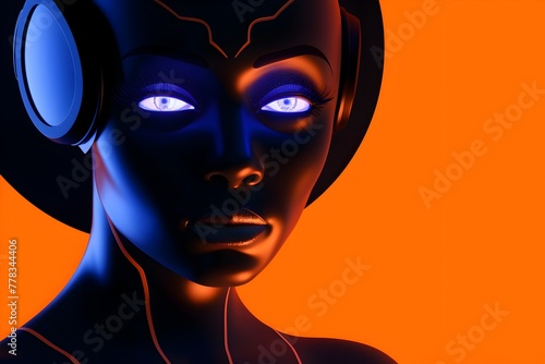 Afrofuturistic Neon Robot Woman: A Vision of Retro Sci-Fi Power and Innovation