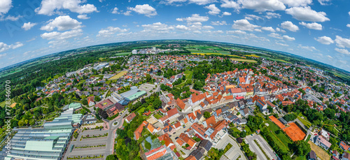 Die Stadt Rain am Lech im nordschwäbischen Kreis Donau-Ries im Luftbild photo