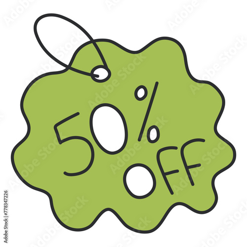 An icon design of half price

