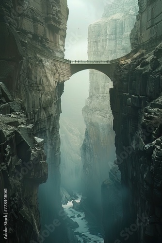 A bridge connecting two cliffs, representing the bridging of gaps and the unifying role of leadership