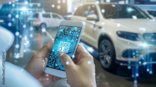 A smart car can be unlocked using a QR code on a smartphone