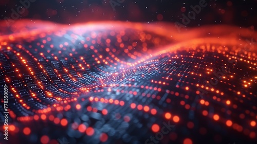 A futuristic interpretation of a space-time warp, visualized as a complex network of interconnected geometric tunnels, illuminated by internal lights and surrounded by a matrix of digital code.
