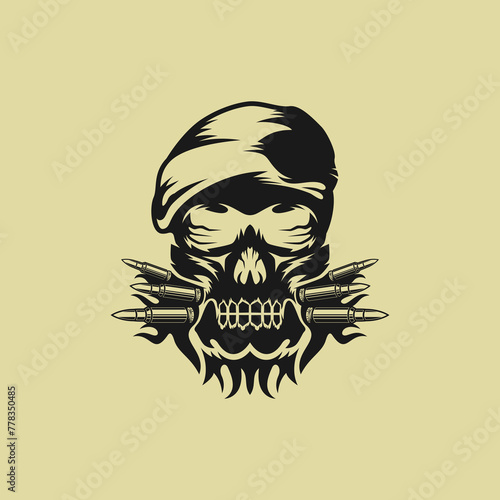 Skull head with gun design vector
