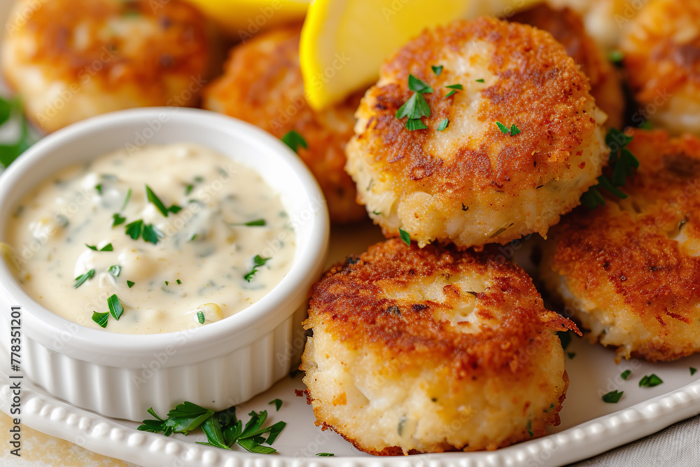 Crab Cakes with Remoulade Sauce. Springtime favorite in coastal areas
