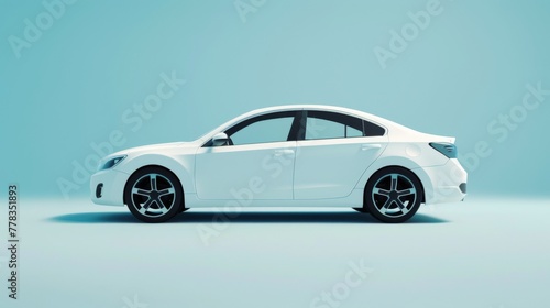 3D rendering - illustration of white city car on white background
