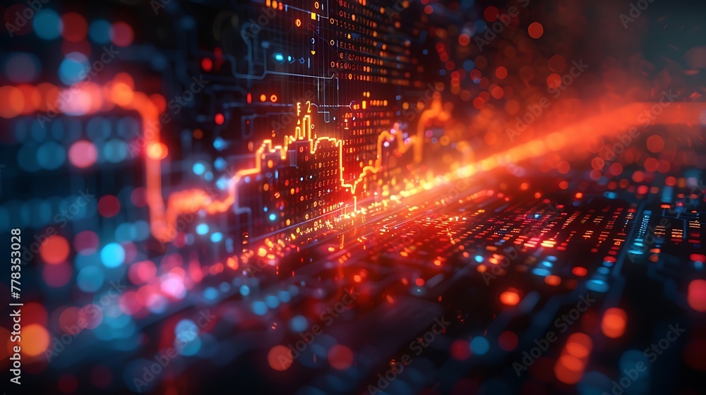 An abstract portrayal of a heartbeat, with the pulse line transitioning from a traditional EKG heartbeat into a digital waveform, ending in binary code.